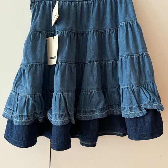 SANDRO Fanfan Tiered Denim Mini Skirt Size 38 New with tags US 6 - Picture 12 of 16